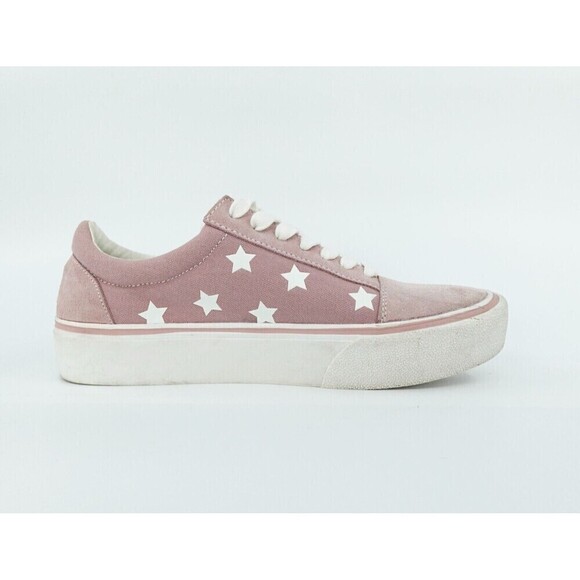 Steve Madden Leather Sneakers Womens 10 Pink Stars Platform 90s Retro - Picture 2 of 14